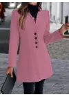 Kadın Uzun Kollu Kırlangıç Yaka önden Düğmeli Kısa Kaşe Kaban