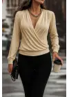 Kadın Uzun Kollu Kruvaze Yaka Sandy Bluz