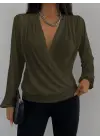 Kadın Uzun Kollu Kruvaze Yaka Sandy Bluz