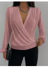 Kadın Uzun Kollu Kruvaze Yaka Sandy Bluz