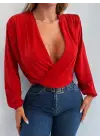 Kadın Uzun Kollu Kruvaze Yaka Sandy Bluz