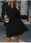 Çarpıcı Mini Kruvaze Yakalı Kadın Elbise