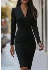 Şık Kadın Kruvaze Yakalı Mini Elbise