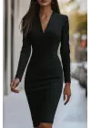 Şık Kadın Kruvaze Yakalı Mini Elbise