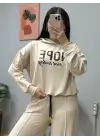 Kadın Uzun Kollu Nope Baskılı Beli Ribanalı Ikili Takım
