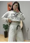 Kadın Uzun Kollu Nope Baskılı Beli Ribanalı Ikili Takım