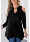 Kadın Uzun Kollu Omuz Ve Göğüs Dekolte Detay Viskon Bluz