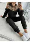 Modern Leopar Desenli İki Parça Kadın Takımı