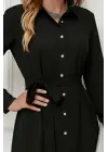 Kadın Uzun Kollu ön Kısım Kısım Arka Kısım Uzun Trikoton Gömlek Elbise