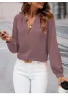 Kadın Uzun Kollu önden Düğmeli Hakim Yaka Ithal Krep Bluz