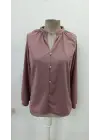 Kadın Uzun Kollu önden Düğmeli Hakim Yaka Ithal Krep Bluz