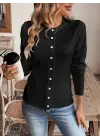 Kadın Uzun Kollu önden Düğmeli Triko Ceket