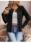 Kadın Uzun Kollu önden Düğmeli Triko Ceket
