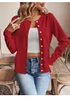Kadın Uzun Kollu önden Düğmeli Triko Ceket