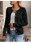 Kadın Uzun Kollu önden Düğmeli Triko Ceket