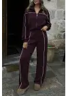 Kadın Uzun Kollu önden Fermuarlı Bluz Ve Pantolon Modal Ikili Takım