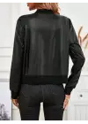 Şık Kadın Deri Kısa Ceket