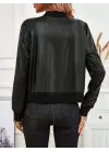 Kadın Uzun Kollu önden Fermuarlı Deri Kısa Ceket