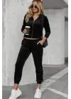 Kadın Uzun Kollu önden Fermuarlı Krop Kadife Ceket Ve Pantolon Ikili Takım