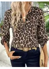 Trend Leopar Desenli Modal Bluz
