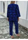 Kadın Uzun Kollu önü Açık Desenli Iki Iplik Ceket Ve Pantolon Ikili Takım