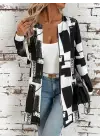Kadın Uzun Kollu önü Açık Desenli Modal Kısa Ceket