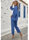 Kadın Uzun Kollu önü Açık Dokuma Ceket Ve Pantolon Ikili Takım