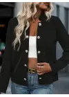 Kadın Uzun Kollu önü Açık Düğmeli Scuba Dalgıç Ceket