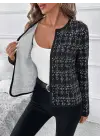 Kadın Uzun Kollu önü Açık şanel Kısa Ceket