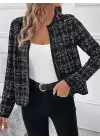 Kadın Uzun Kollu önü Açık şanel Kısa Ceket