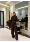 Kadın Uzun Kollu şal Detaylı Bluz Ve Pantolon Ikili Takım