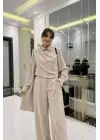 Kadın Uzun Kollu şal Detaylı Bluz Ve Pantolon Ikili Takım