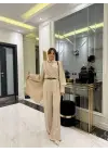 Kadın Uzun Kollu şal Detaylı Bluz Ve Pantolon Ikili Takım