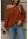 Kadın Uzun Kollu Tek Omuzu Açık Triko Bluz