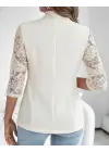Kadın Uzun Kollu Truvakar Kol önden Düğmeli Cepli Dantelli Atlas Ceket