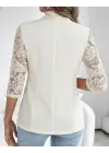 Kadın Uzun Kollu Truvakar Kol önden Düğmeli Cepli Dantelli Atlas Ceket