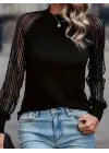Kadın Uzun Kollu Tül Detaylı Bisiklet Yakalı Kaşkorse Bluz