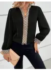 Göz Alıcı Desenli V Yakalı Bluz