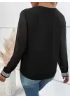 Kadın Uzun Kollu V Pulpayet Yakalı Ithal Krep Bluz