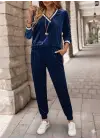 Kadın Uzun Kollu V Yaka Kadife Bluz Ve Pantolon Ikili Takım