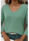 Kadın Uzun Kollu V Yaka Triko Bluz