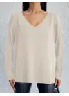 Kadın Uzun Kollu V Yaka Triko Bluz