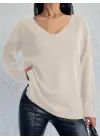 Kadın Uzun Kollu V Yaka Triko Bluz