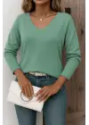 Kadın Uzun Kollu V Yaka Triko Bluz