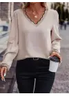 Kadın Uzun Kollu V Yakalı Aerobin Bluz