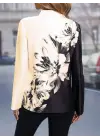 Çiçek Desenli Kadın V Yakalı Bluz