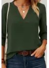 Kadın Uzun Kollu V Yakalı Ithal Krep Bluz