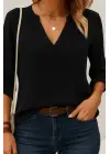 Kadın Uzun Kollu V Yakalı Ithal Krep Bluz