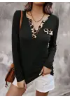 Kadın Uzun Kollu V Yakalı Kaşkorse Bluz