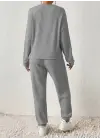 Kadın Uzun Kollu V Yakalı Kaşkorse Bluz Ve Pantolon Ikili Takım